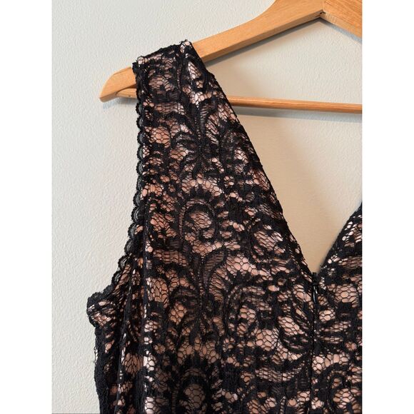 Boston Proper Size 10 All Over Lace Jumpsuit Black Wide Leg Cocktail Party Glam - Picture 12 of 16